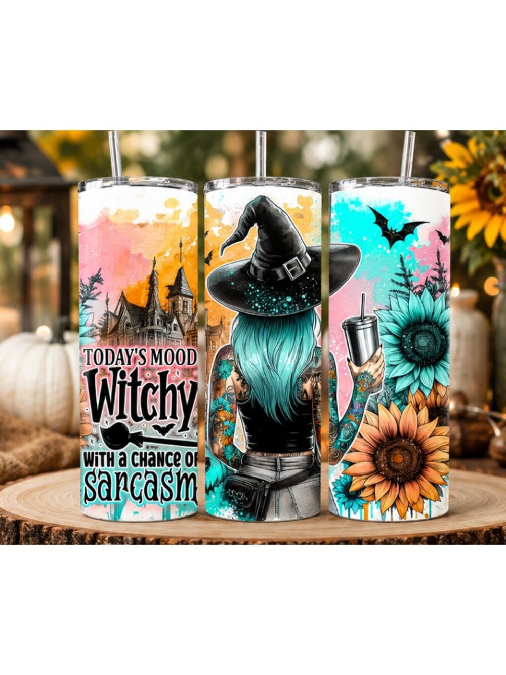 Witchy Sarcasm 20oz Skinny Tumbler, Funny Halloween Tumbler, Spooky Season Gift